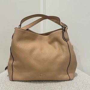 Coach Pebble Leather Beige Shoulder Bag Purse
